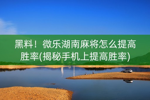 黑料！微乐湖南麻将怎么提高胜率(揭秘手机上提高胜率)