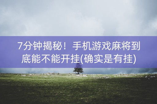 7分钟揭秘！手机游戏麻将到底能不能开挂(确实是有挂)