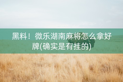 黑料！微乐湖南麻将怎么拿好牌(确实是有挂的)