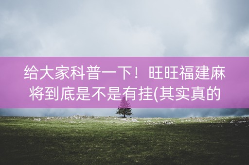 给大家科普一下！旺旺福建麻将到底是不是有挂(其实真的确实有挂)
