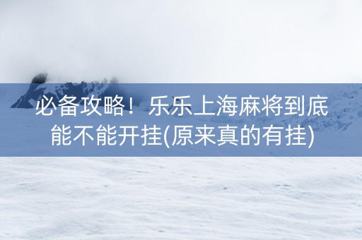 必备攻略！乐乐上海麻将到底能不能开挂(原来真的有挂)