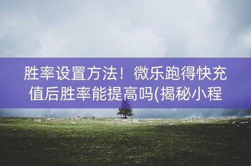 胜率设置方法！微乐跑得快充值后胜率能提高吗(揭秘小程序赢的秘诀)