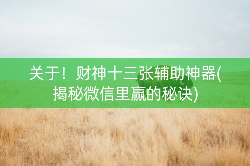 关于！财神十三张辅助神器(揭秘微信里赢的秘诀)