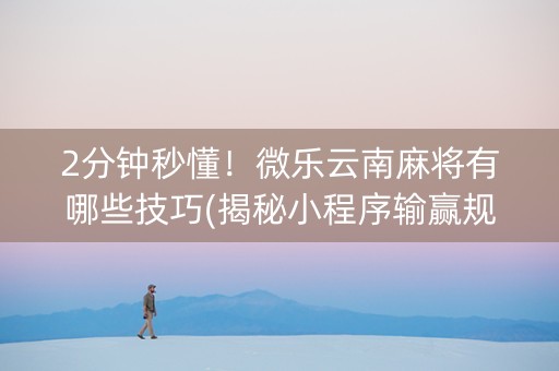 2分钟秒懂！微乐云南麻将有哪些技巧(揭秘小程序输赢规律)