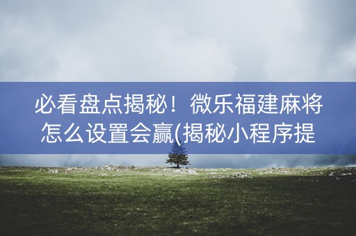 必看盘点揭秘！微乐福建麻将怎么设置会赢(揭秘小程序提高赢的概率)