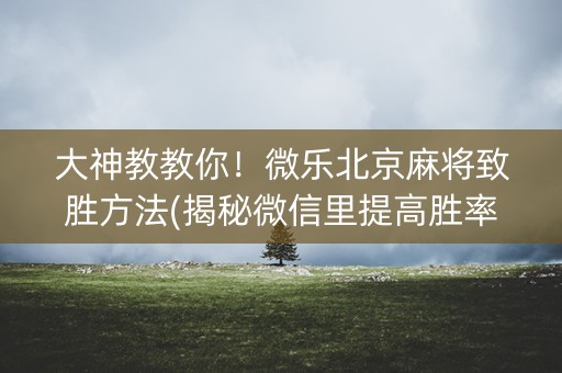 大神教教你！微乐北京麻将致胜方法(揭秘微信里提高胜率)