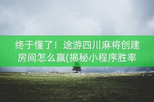 终于懂了！途游四川麻将创建房间怎么赢(揭秘小程序胜率到哪调)