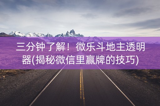 三分钟了解！微乐斗地主透明器(揭秘微信里赢牌的技巧)
