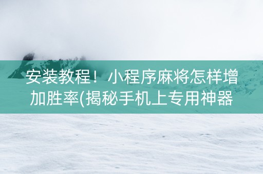 安装教程！小程序麻将怎样增加胜率(揭秘手机上专用神器下载)