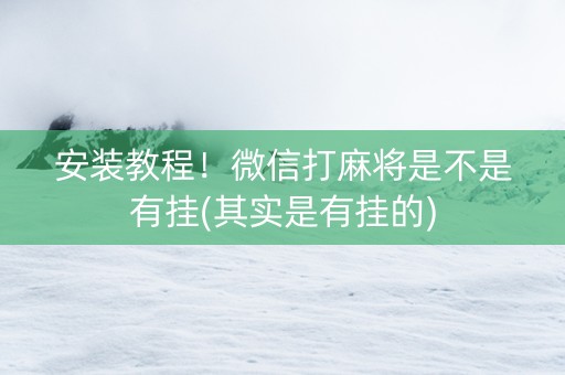安装教程！微信打麻将是不是有挂(其实是有挂的)