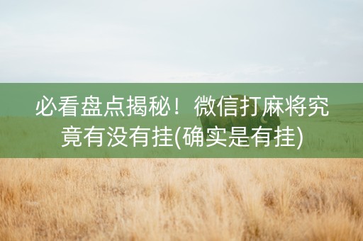 必看盘点揭秘！微信打麻将究竟有没有挂(确实是有挂)