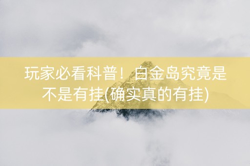 玩家必看科普！白金岛究竟是不是有挂(确实真的有挂)