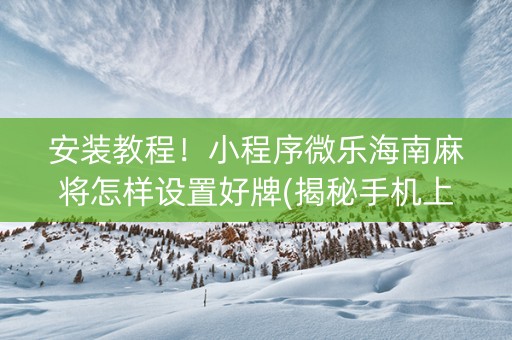 安装教程！小程序微乐海南麻将怎样设置好牌(揭秘手机上胡牌神器)