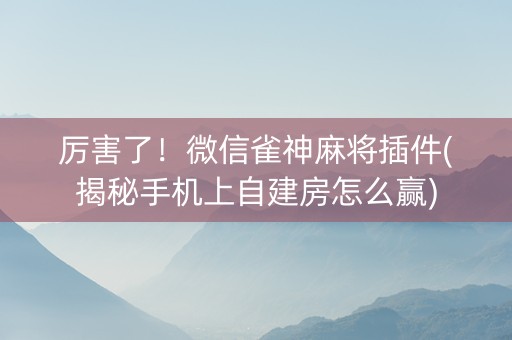 厉害了！微信雀神麻将插件(揭秘手机上自建房怎么赢)