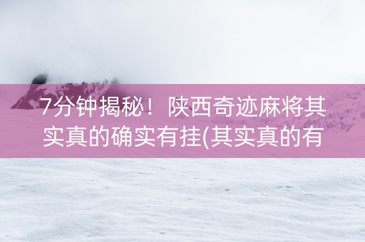 7分钟揭秘！陕西奇迹麻将其实真的确实有挂(其实真的有挂)