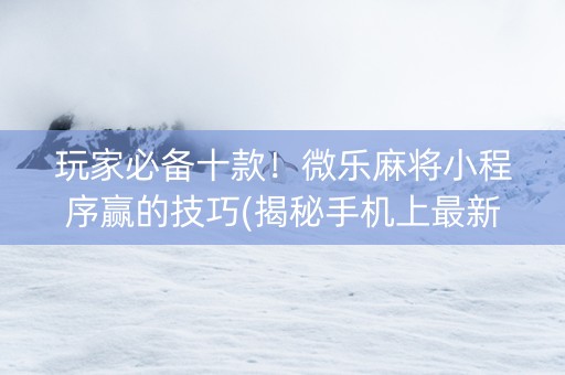 玩家必备十款！微乐麻将小程序赢的技巧(揭秘手机上最新神器下载)