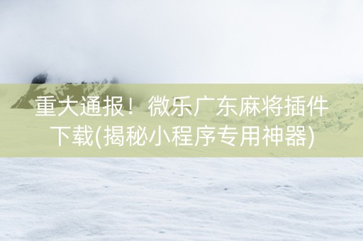 重大通报！微乐广东麻将插件下载(揭秘小程序专用神器)