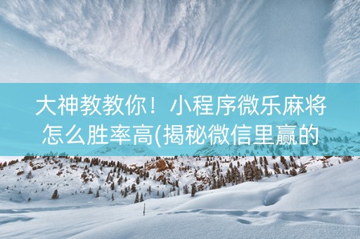 大神教教你！小程序微乐麻将怎么胜率高(揭秘微信里赢的秘诀)