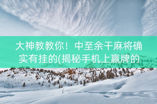 大神教教你！中至余干麻将确实有挂的(揭秘手机上赢牌的技巧)
