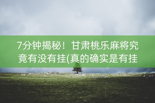 7分钟揭秘！甘肃桃乐麻将究竟有没有挂(真的确实是有挂)