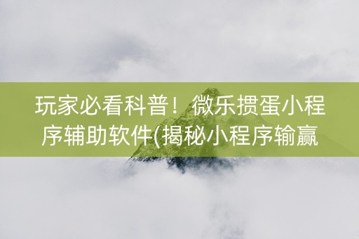 玩家必看科普！微乐掼蛋小程序辅助软件(揭秘小程序输赢技巧)