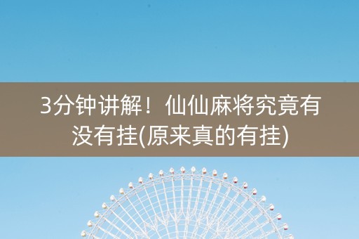 3分钟讲解！仙仙麻将究竟有没有挂(原来真的有挂)
