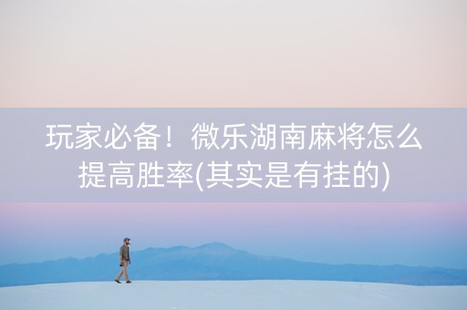 玩家必备！微乐湖南麻将怎么提高胜率(其实是有挂的)