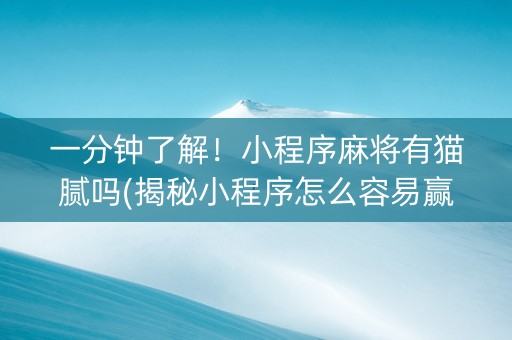 一分钟了解！小程序麻将有猫腻吗(揭秘小程序怎么容易赢)