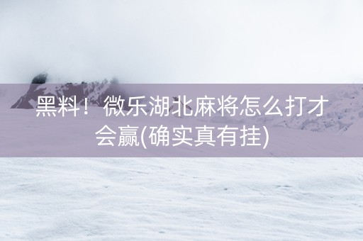 黑料！微乐湖北麻将怎么打才会赢(确实真有挂)