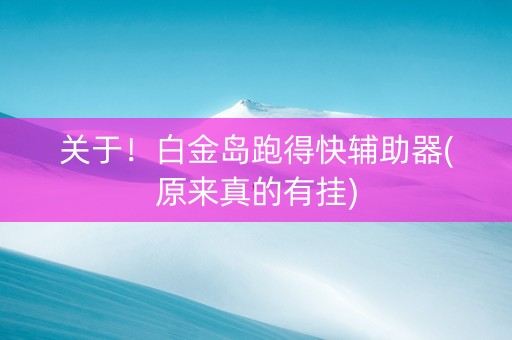 关于！白金岛跑得快辅助器(原来真的有挂)