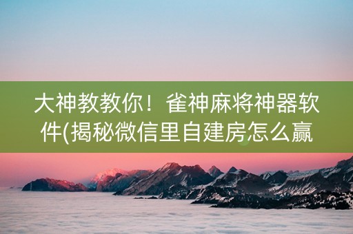 大神教教你！雀神麻将神器软件(揭秘微信里自建房怎么赢)