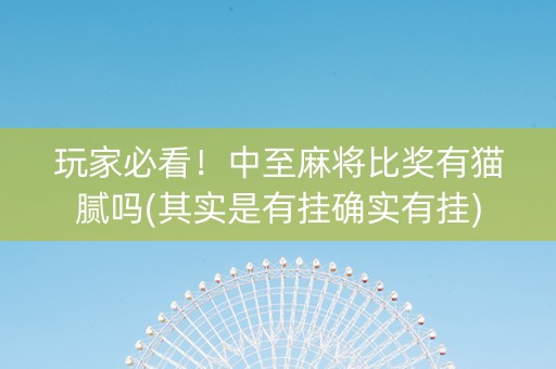 玩家必看！中至麻将比奖有猫腻吗(其实是有挂确实有挂)