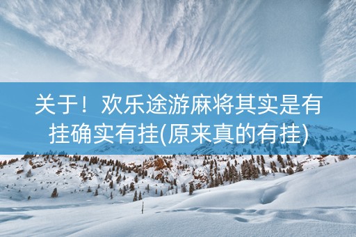 关于！欢乐途游麻将其实是有挂确实有挂(原来真的有挂)