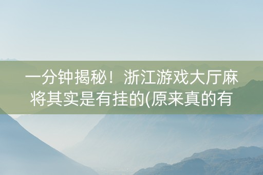 一分钟揭秘！浙江游戏大厅麻将其实是有挂的(原来真的有挂)