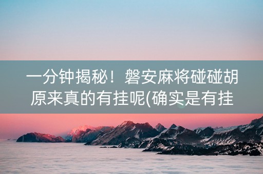 一分钟揭秘！磐安麻将碰碰胡原来真的有挂呢(确实是有挂的)
