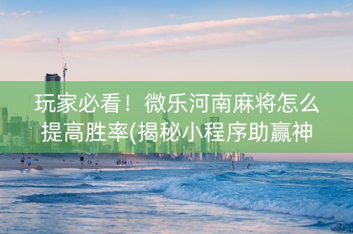 玩家必看！微乐河南麻将怎么提高胜率(揭秘小程序助赢神器)