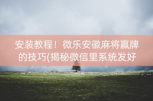 安装教程！微乐安徽麻将赢牌的技巧(揭秘微信里系统发好牌)