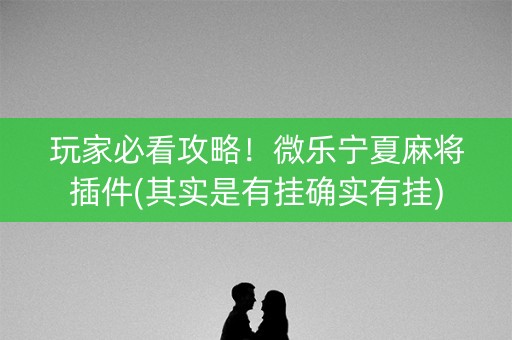 玩家必看攻略！微乐宁夏麻将插件(其实是有挂确实有挂)