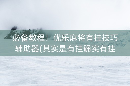 必备教程！优乐麻将有挂技巧辅助器(其实是有挂确实有挂)