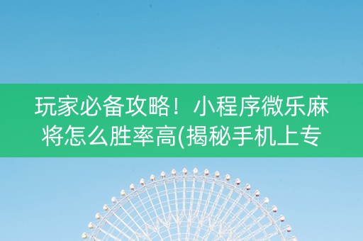 玩家必备攻略！小程序微乐麻将怎么胜率高(揭秘手机上专用神器下载)