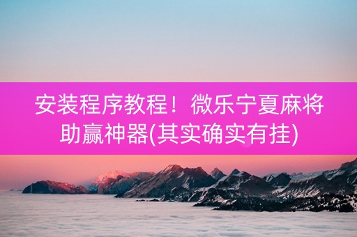 安装程序教程！微乐宁夏麻将助赢神器(其实确实有挂)