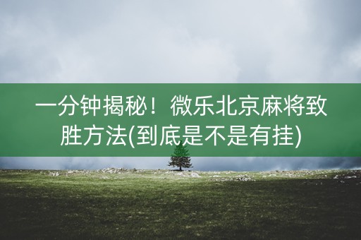 一分钟揭秘！微乐北京麻将致胜方法(到底是不是有挂)