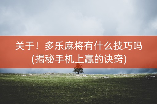 关于！多乐麻将有什么技巧吗(揭秘手机上赢的诀窍)