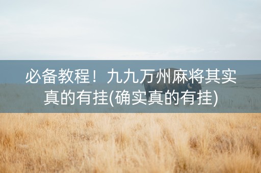 必备教程！九九万州麻将其实真的有挂(确实真的有挂)