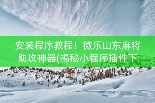 安装程序教程！微乐山东麻将助攻神器(揭秘小程序插件下载)