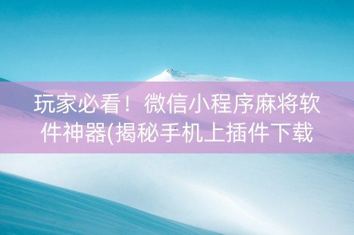 玩家必看！微信小程序麻将软件神器(揭秘手机上插件下载)
