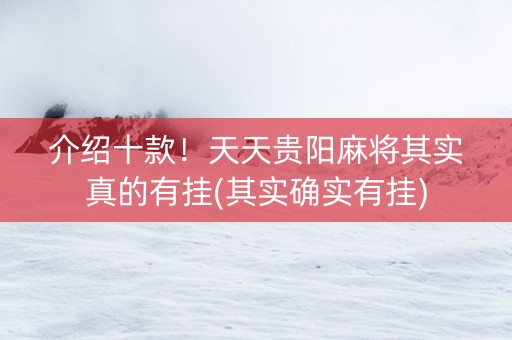 介绍十款！天天贵阳麻将其实真的有挂(其实确实有挂)