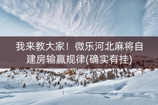 我来教大家！微乐河北麻将自建房输赢规律(确实有挂)