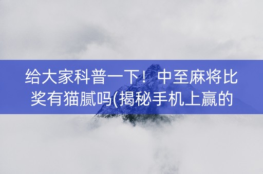 给大家科普一下！中至麻将比奖有猫腻吗(揭秘手机上赢的秘诀)
