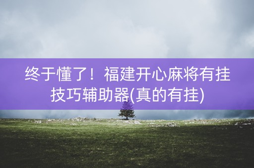 终于懂了！福建开心麻将有挂技巧辅助器(真的有挂)